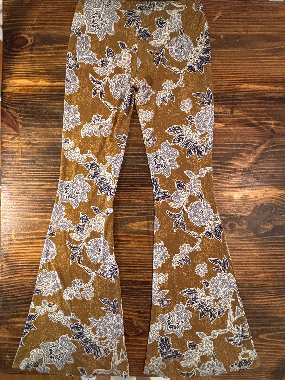 Free People Make A Statement Flare Pants in Bronze Combo Stretch Women’s XS - Picture 2 of 11